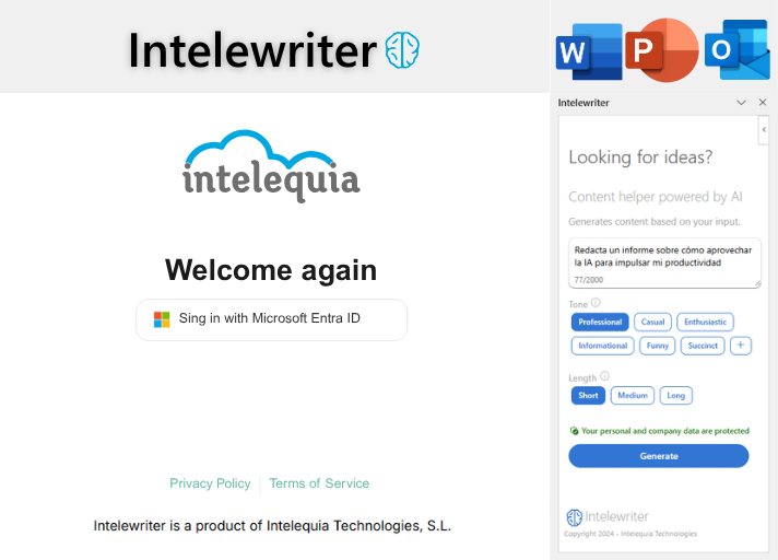 AI Intelewriter with Microsoft Entra ID and M365 integration