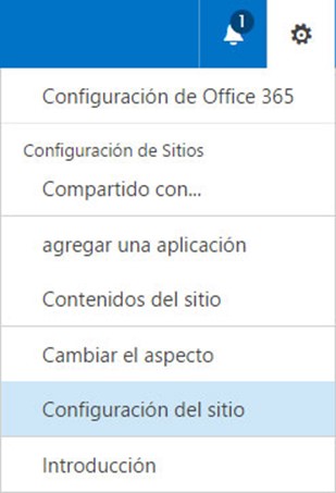 Captura - Configuración del Sitio (para Sharepoint Online)