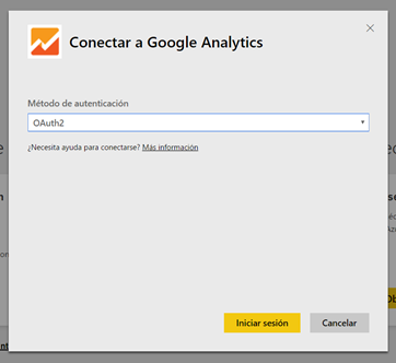 Conexión Power BI y Google Analytics (AppSource) Conexión Power BI y Google Analytics (AppSource)
