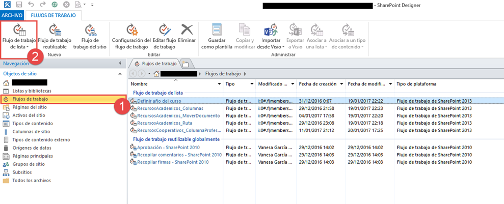 SharePoint Online flujo de trabajo gestión de tareas y calendarios