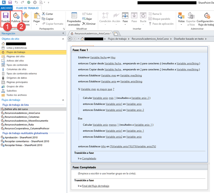 Creación de flujo de trabajo en SharePoint Designer para automatizar procesos empresariales