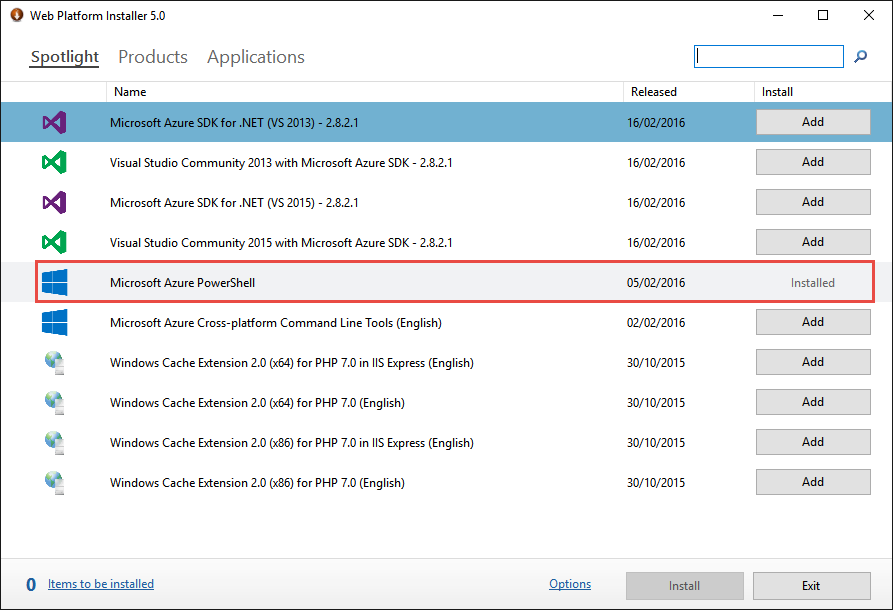 Instalador de plataforma web en PowerShell (Azure)