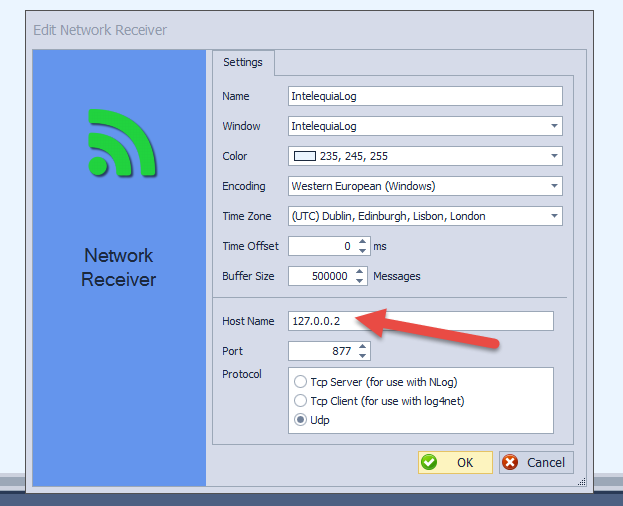 Configuración de aplicación de consumo de broadcast (Log4view)