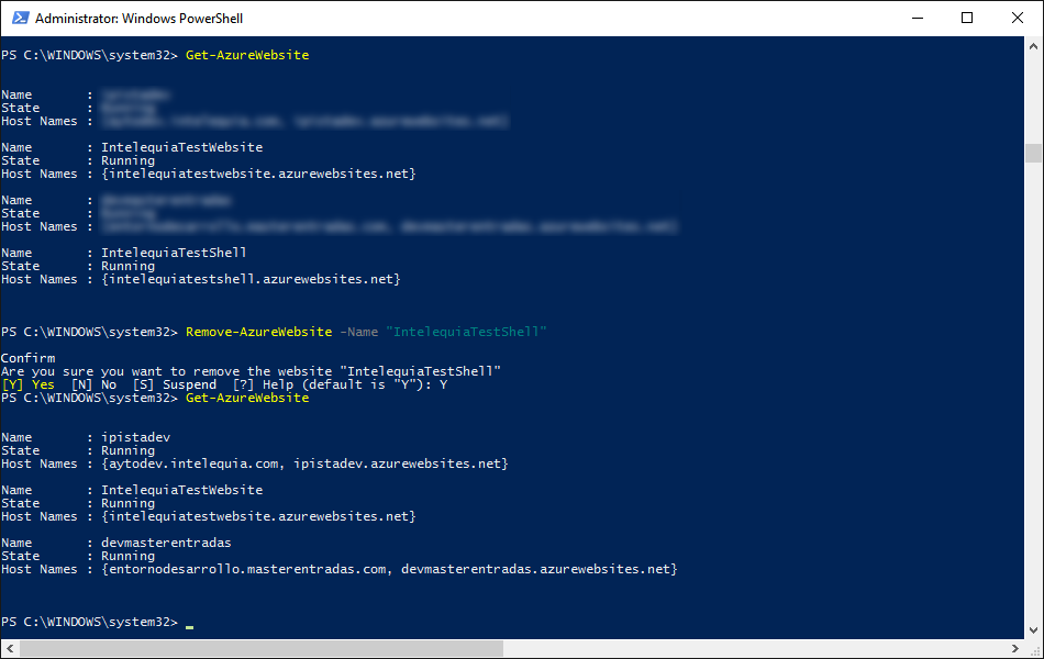 Cómo eliminar una página web Azure