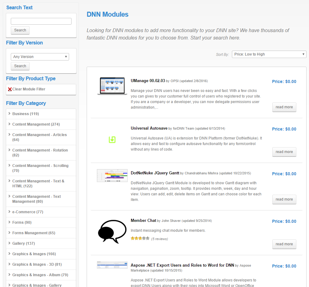 Módulos de DNN para web empresariales Módulos de DNN para web empresariales