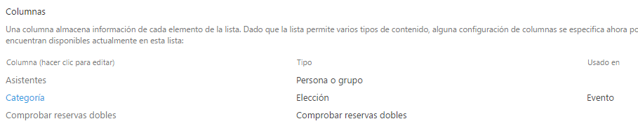Definición de categorías de evento en Microsoft Sharepoint Definición de categorías de evento en Microsoft Sharepoint