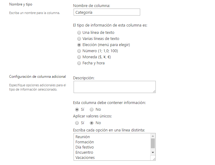 Clasificación de categorias de eventos en Sharepoint Clasificación de categorias de eventos en Sharepoint