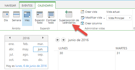Añadir vistas superpuestas en Sharepoint (Microsoft)