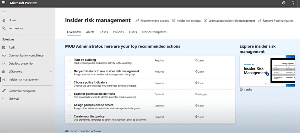 Funcionalidad de Microsoft Purview: Insider Risk Management, la solución de cumplimiento para minimizar los riesgos internos al permitirte detectar, investigar y actuar sobre actividades maliciosas en tu organización Funcionalidad de Microsoft Purview: Insider Risk Management, la solución de cumplimiento para minimizar los riesgos internos al permitirte detectar, investigar y actuar sobre actividades maliciosas en tu organización