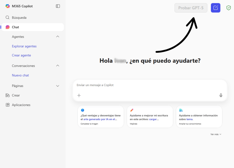 Captura Microsoft 365 Copilot integrando modelo Chat GPT-5 de OpenAI Captura Microsoft 365 Copilot integrando modelo Chat GPT-5 de OpenAI